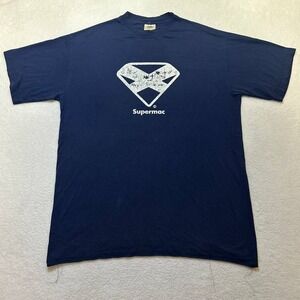 Vintage 2000s Gold Screen Superman Hero Promo "Supermac" Tee Shirt Size XL Blue